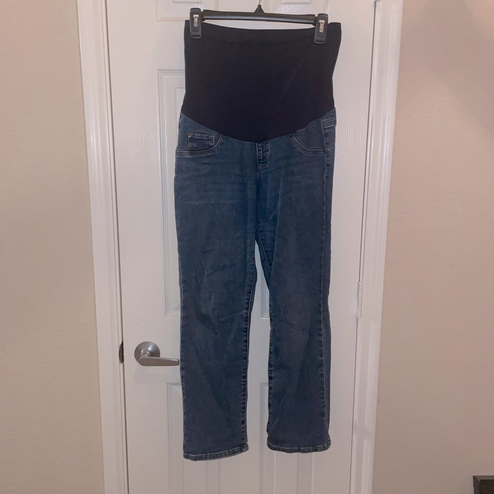 Indigo Blue Maternity Jeans Medium Wash Straight Leg Size M